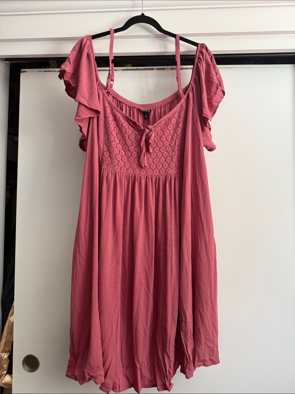 torrid Rose Pink Crochet Yoke Off-Shoulder Tunic MIDI Dress